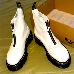 Dr. Martens White Zip-Up Combat Boots . New never worn perfect for a gift .